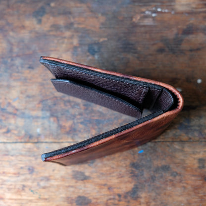 SpiralDance_Short Wallet_Uneven dyeing Wild Sika Leather×Wild Boar Oil Leather