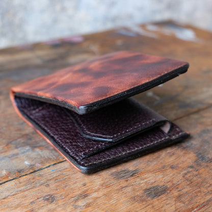 SpiralDance_Short Wallet_Uneven dyeing Wild Sika Leather×Wild Boar Oil Leather