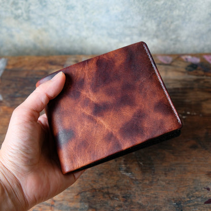 SpiralDance_Short Wallet_Uneven dyeing Wild Sika Leather×Wild Boar Oil Leather