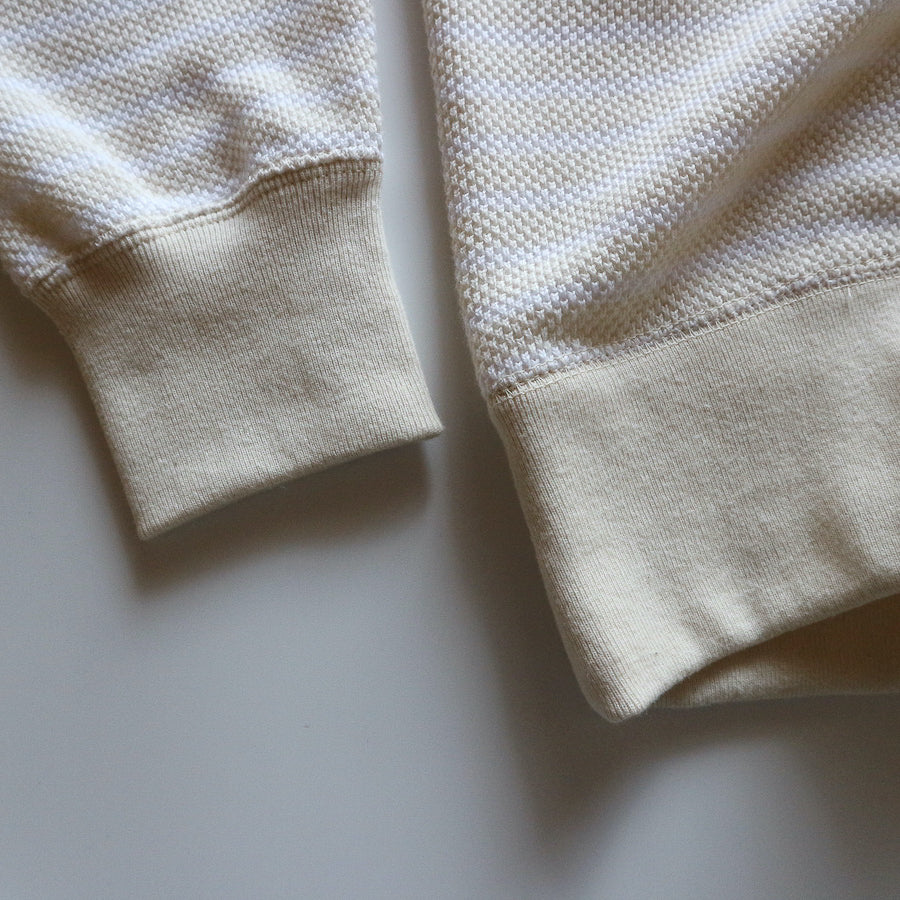 LOOP＆WEFT_LRC1107_Shadow Border Oni Kanoko Classic Boat Neck Pullover_Vintage Ivory