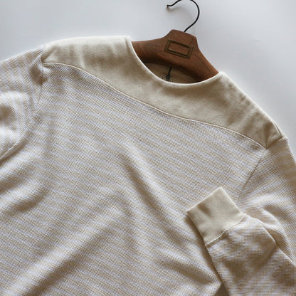 LOOP＆WEFT_LRC1107_Shadow Border Oni Kanoko Classic Boat Neck Pullover_Vintage Ivory