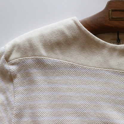 LOOP＆WEFT_LRC1107_Shadow Border Oni Kanoko Classic Boat Neck Pullover_Vintage Ivory