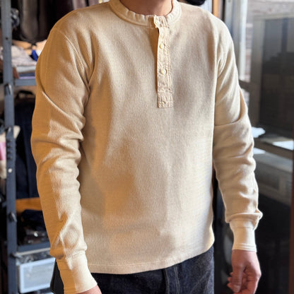 LOOP＆WEFT_LRH1041_SUPIMA LONG HONEYCOMB KNIT HENLEYNECK THERMAL_ANTIQUE BLACK