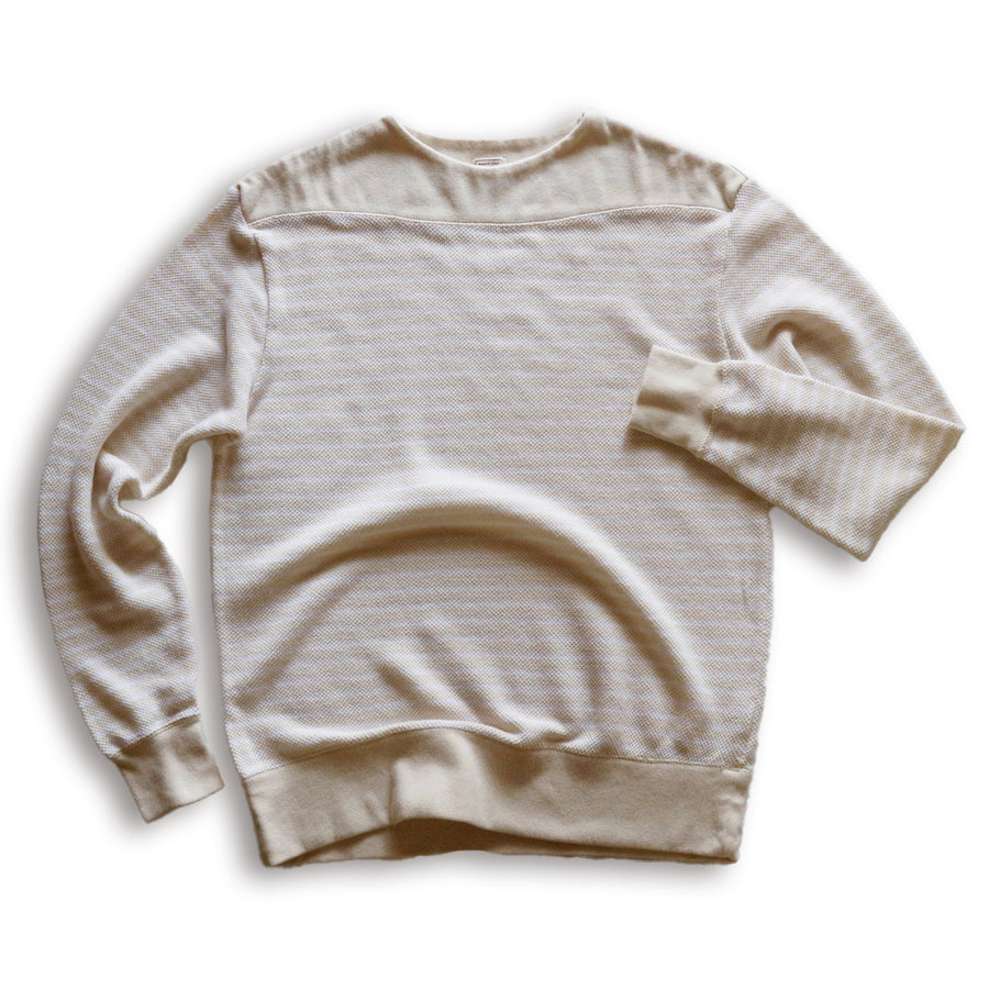 LOOP＆WEFT_LRC1107_Shadow Border Oni Kanoko Classic Boat Neck Pullover_Vintage Ivory