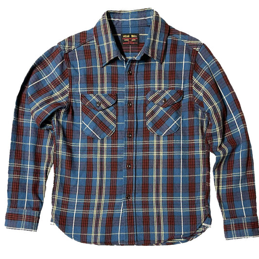 UES_502151_Yarn-dyed heavy flannel shirt_Blue