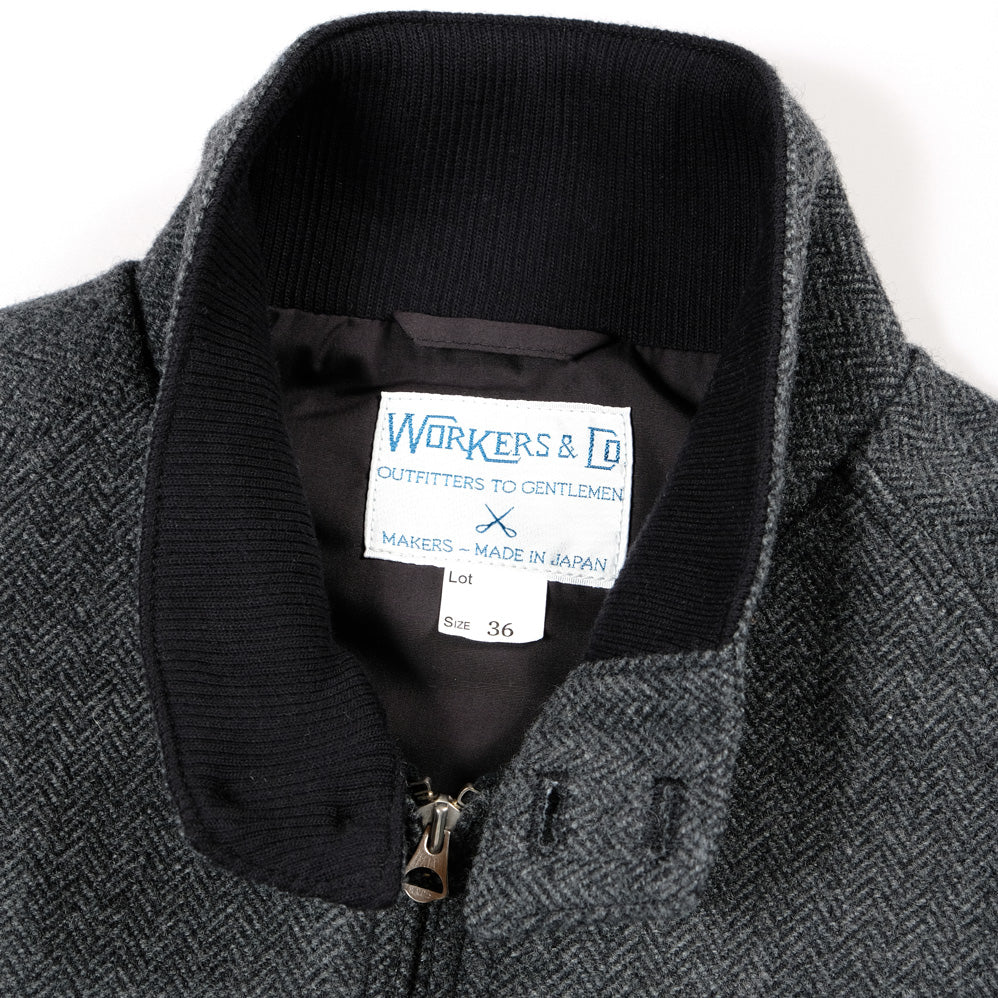 WORKERS_Harrington Jacket_Grey Herringbone Tweed