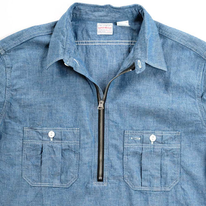 WORKERS_Zip Work Shirt_Blue Chambray