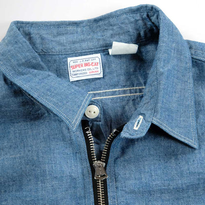 WORKERS_Zip Work Shirt_Blue Chambray