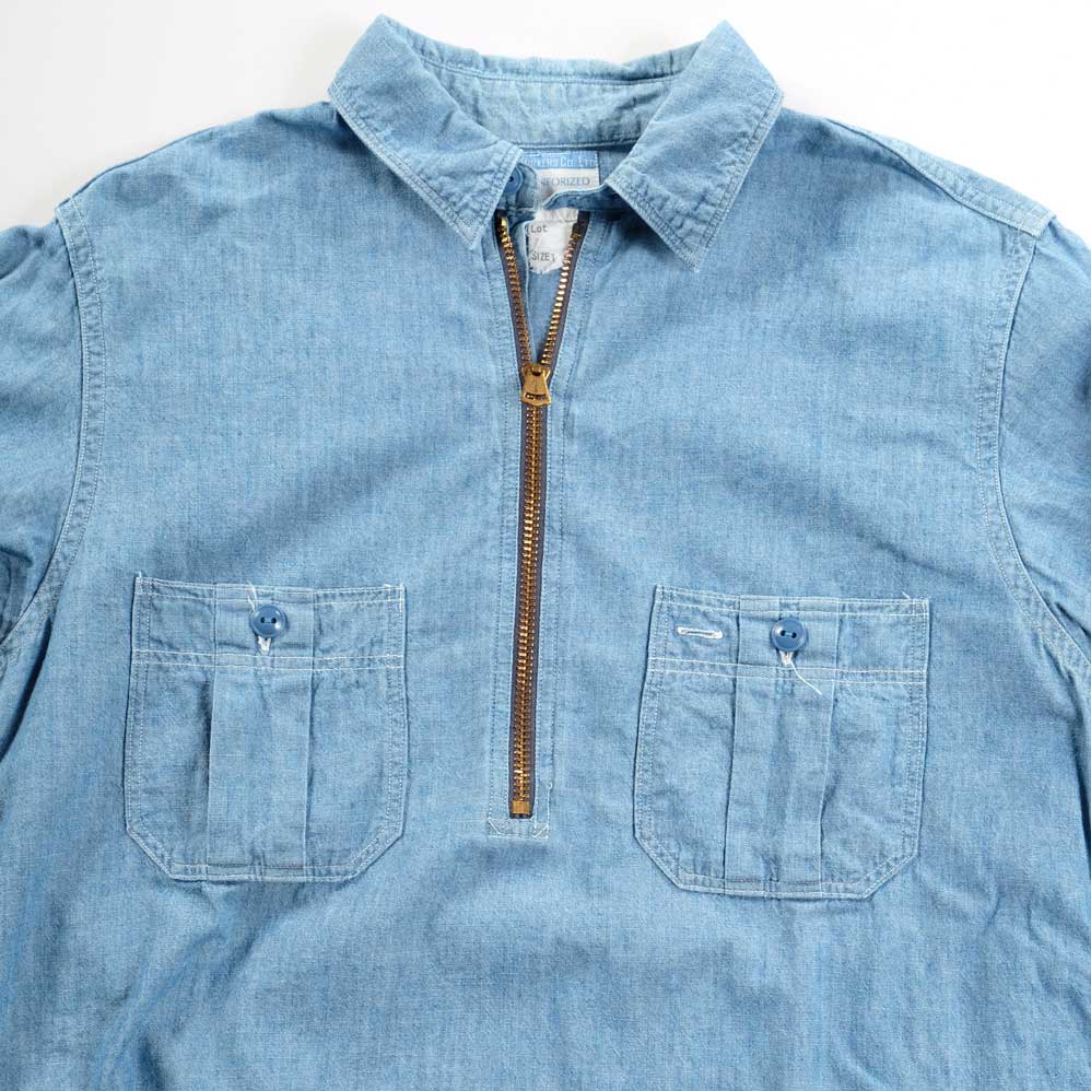 WORKERS_Zip Work Shirt_Blue Chambray