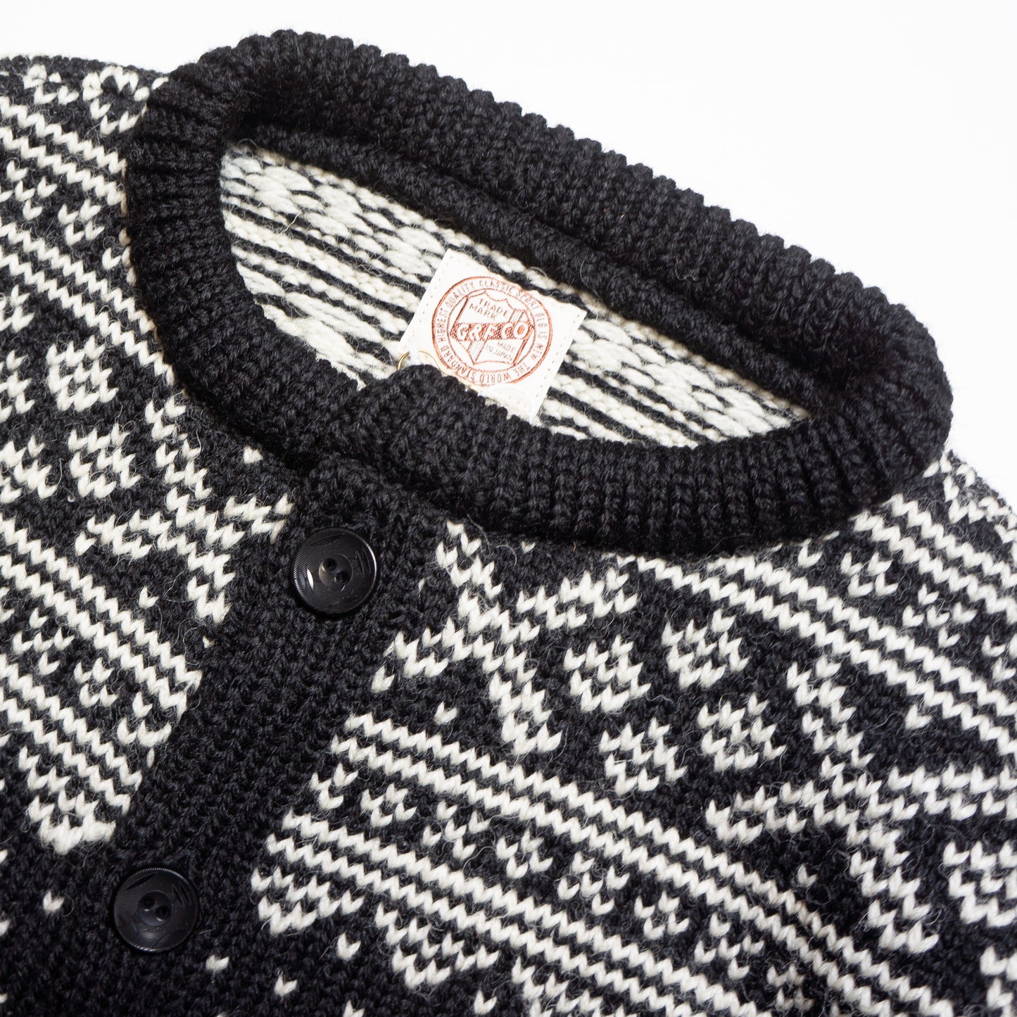 G＆F Co. - BUTTON UP CREW-NECK CARDIGAN _ BLACK