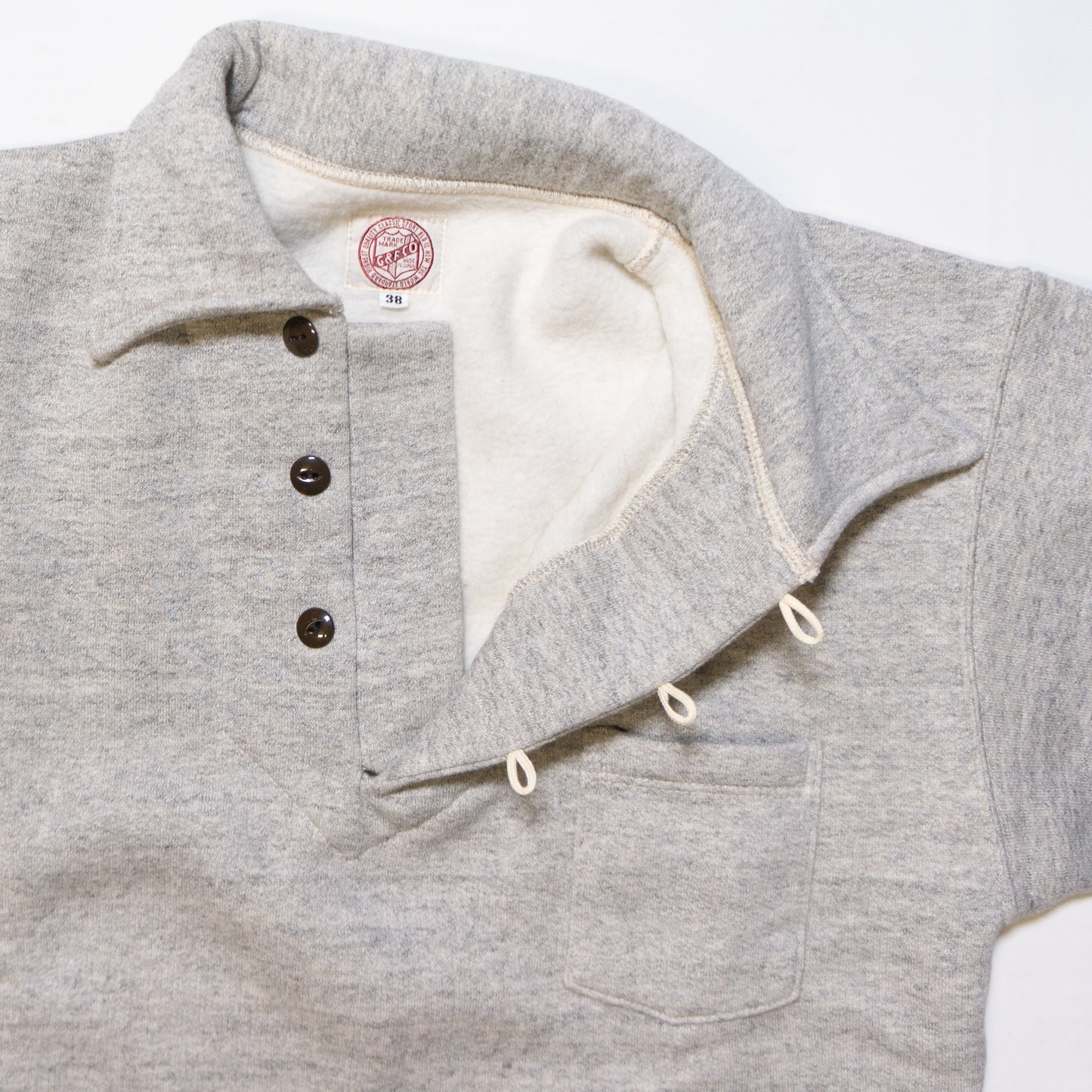 G&amp;F Co._BUTTON UP SWEATSHIRT_HEATHER GRAY