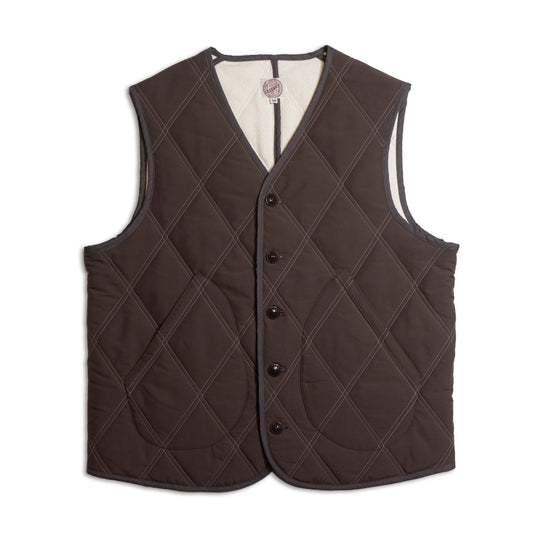 G&amp;F Co._THERMAL LINED QUILTING VEST_BROWN GRAY