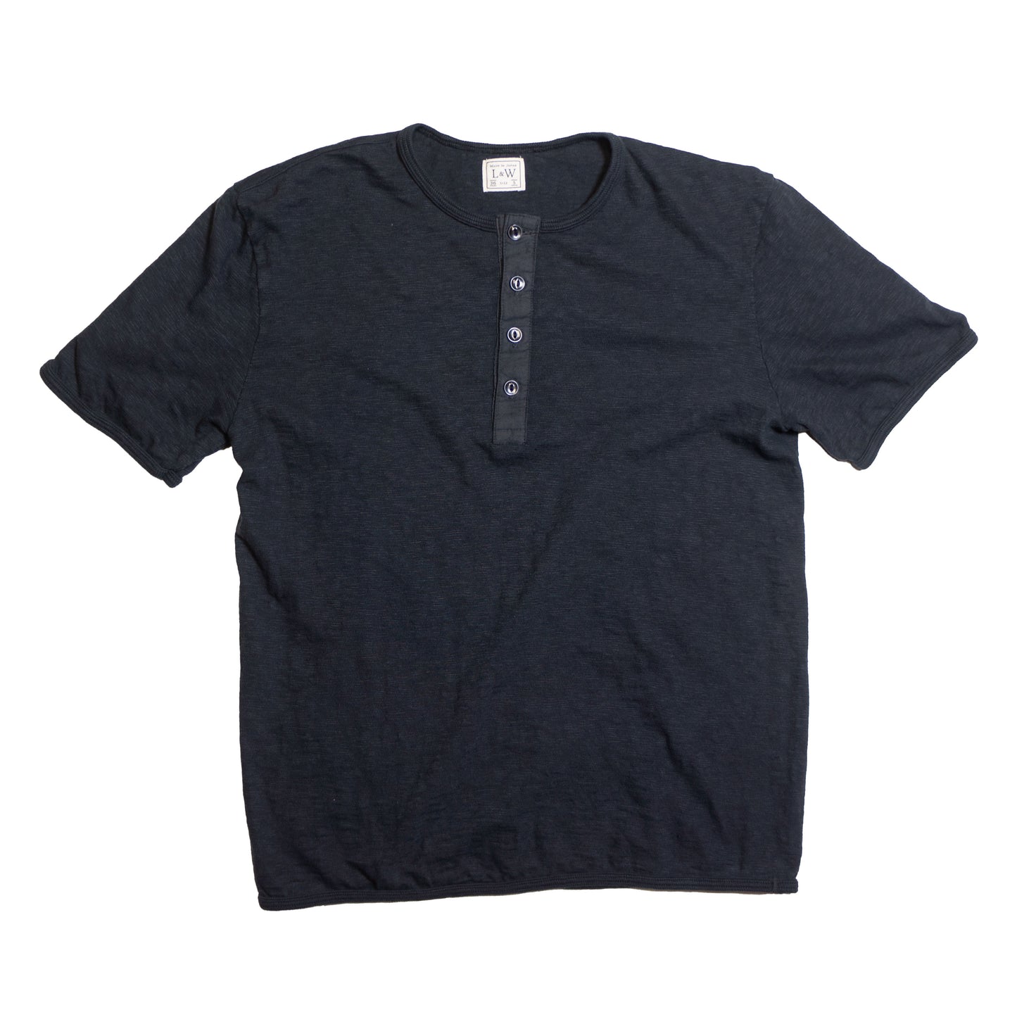 LOOP＆WEFT_LRH1037_SUPER SLUB TUBE KNIT 4 KNÖPFE HENLEY_【A.BLACK】