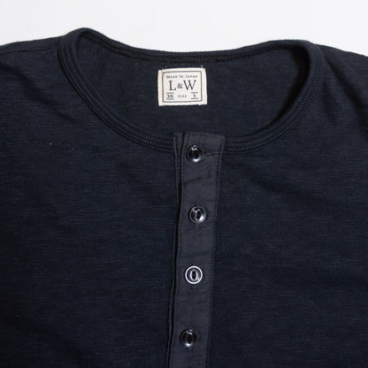 LOOP＆WEFT_LRH1037_SUPER SLUB TUBE KNIT 4 BUTTONS HENLEY_【A.BLACK】