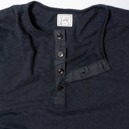 LOOP＆WEFT_LRH1037_SUPER SLUB TUBE KNIT 4 BUTTONS HENLEY_【A.BLACK】