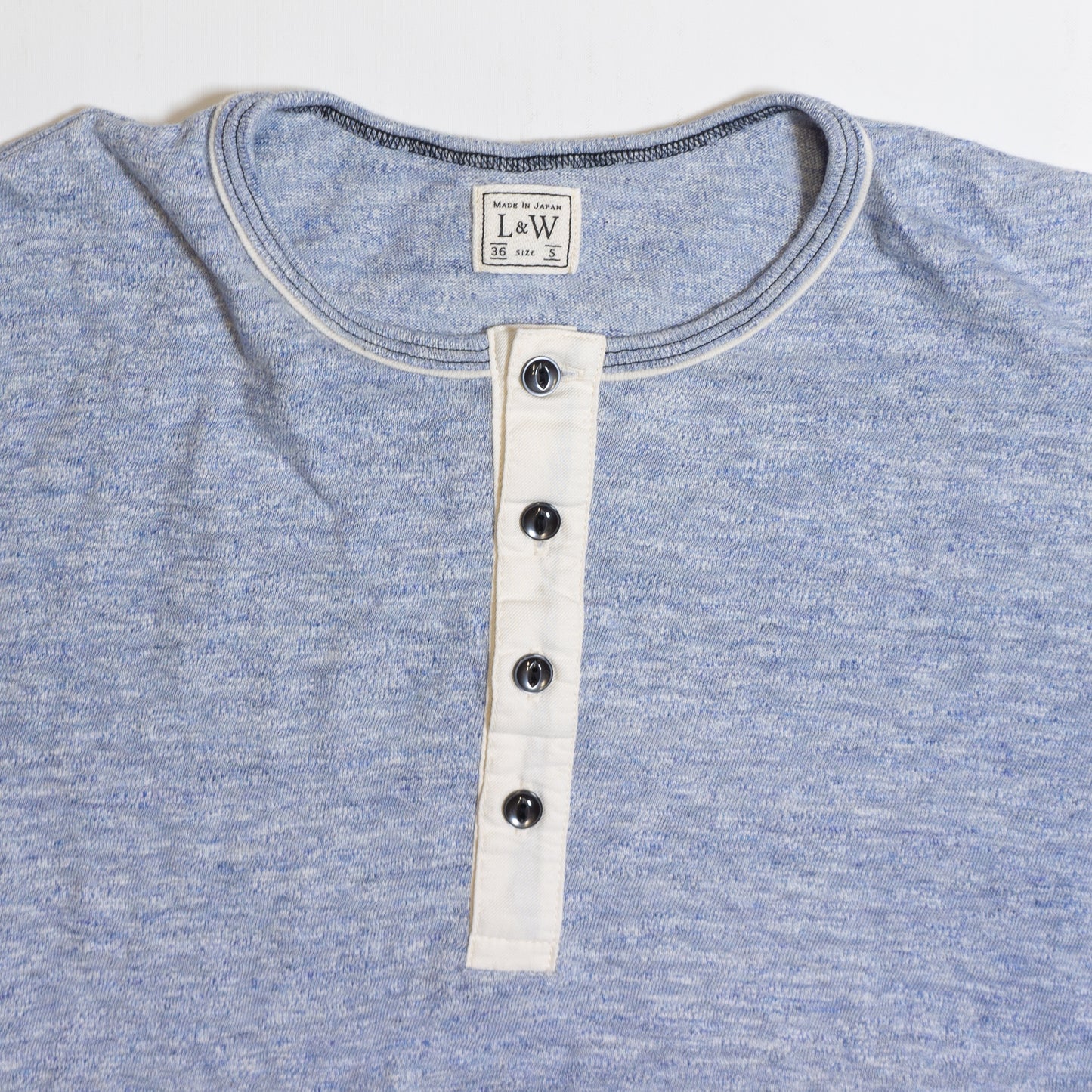 LOOP＆WEFT_LRH1037_SUPER SLUB TUBE KNIT 4 BUTTONS HENLEY_【 H. BLUE 】