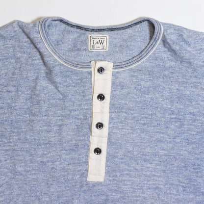 LOOP &amp; WEFT_LRH1037_SUPER SLUB TUBE KNIT 4 BUTTONS HENLEY_【 H. BLUE 】