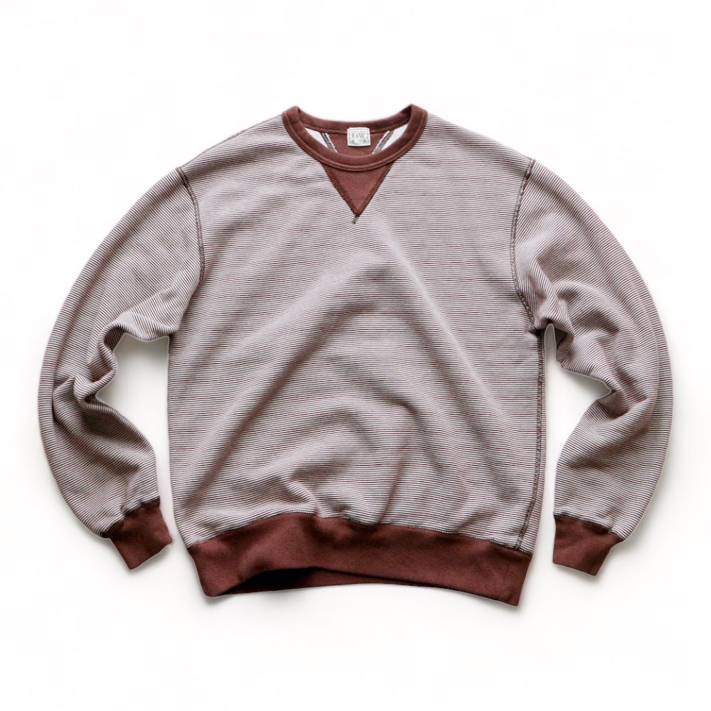 LOOP＆WEFT_LRC1102_SZ VINTAGE PINBORDER KNIT DOUBLE V SWEATSHIRT_ROAST BROWN