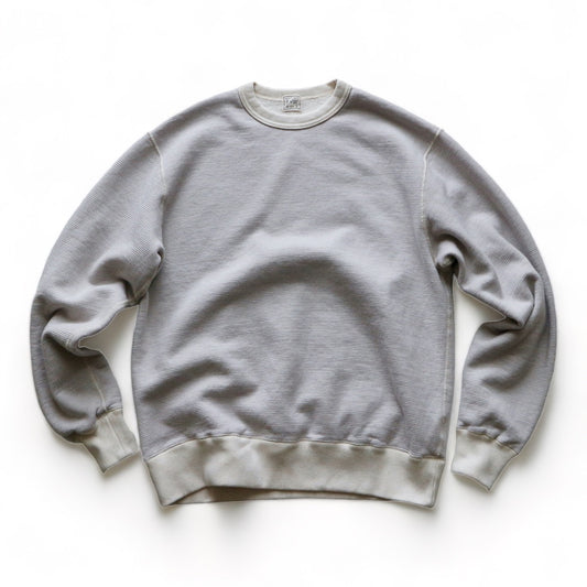 LOOP＆WEFT_LRC1103_SZ VINTAGE PIN BORDER KNIT CREWNECK SWEATSHIRT_ SNOW GREY