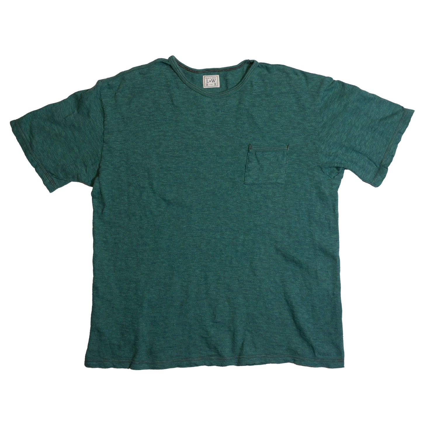 LOOP &amp; WEFT_LRC1112_SUPER SLUB TUBE KNIT DOUBLE BINDER POCKET CREWNECK_【OCEAN GREEN】