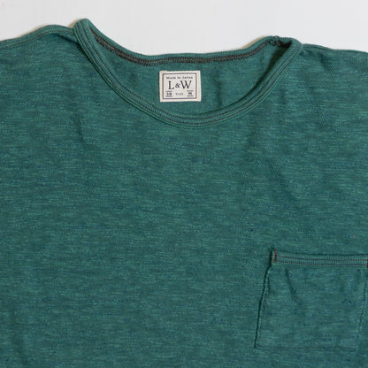 LOOP＆WEFT_LRC1112_SUPER SLUB TUBE KNIT DOUBLE BINDER POCKET CREWNECK_【OCEAN GREEN】