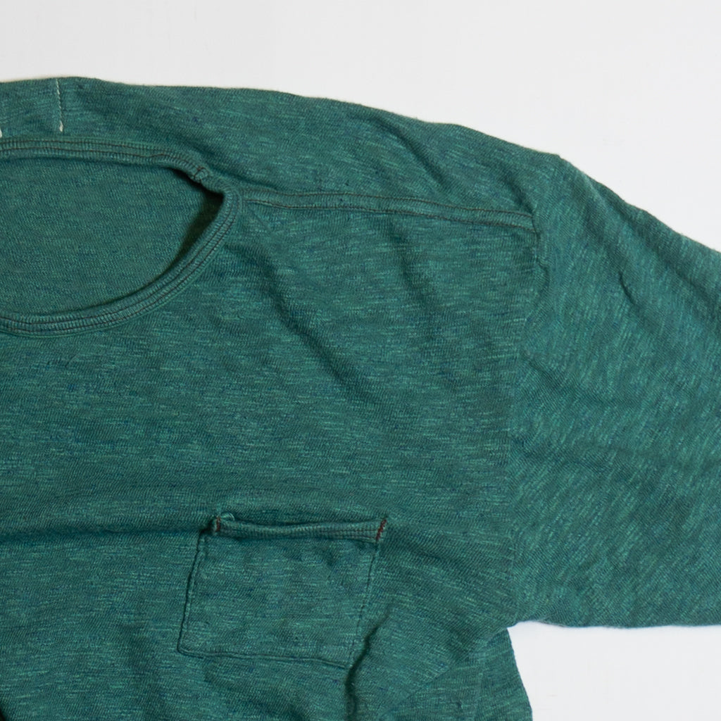 LOOP＆WEFT_LRC1112_SUPER SLUB TUBE KNIT DOUBLE BINDER POCKET CREWNECK_【OCEAN GREEN】