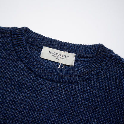 MOON CASTLE COTTON HEAVY WEIGHT CREW NECK Vintage Navy