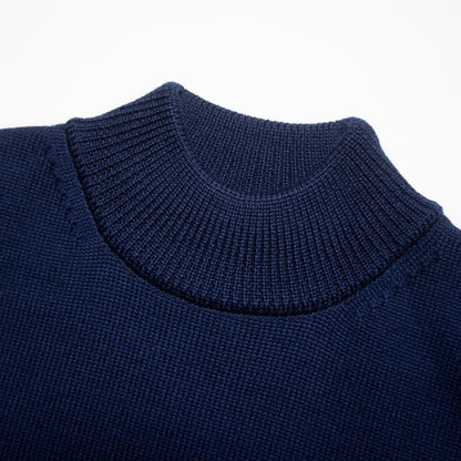 MOON CASTLE_WOOL HEAVY WEIGHT MOCK-NECK_NAVY 