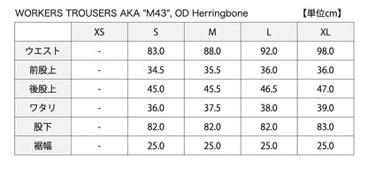 WORKERS_TROUSERS AKA"M43"_OD HERRINGBONE