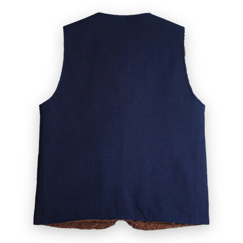 SAMURAIJEANS_SJVT22-RV02_Reversible indigo-dyed leather vest