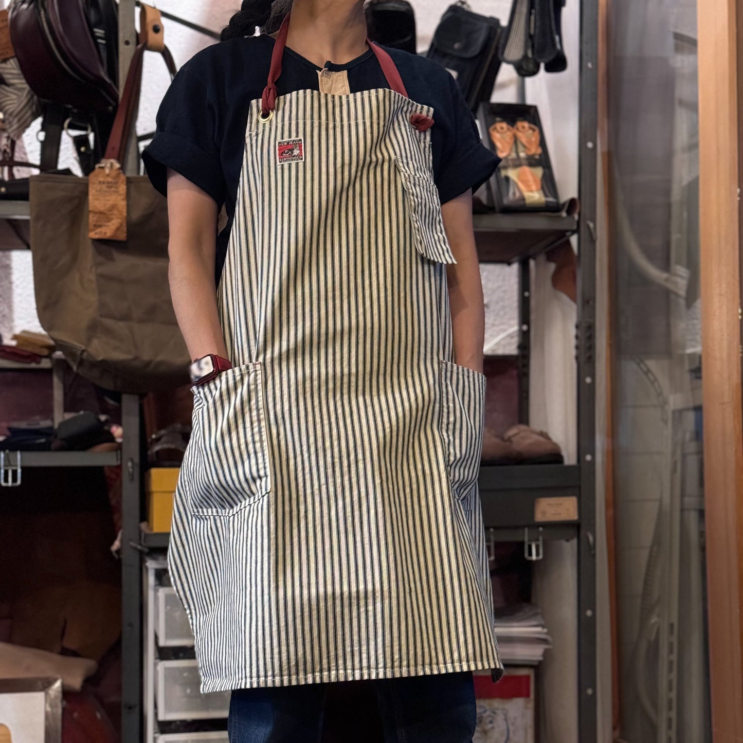 TCB Jeans_WORK APRON_White Stripe