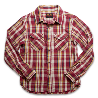 UES_502351_Yarn-dyed heavy flannel shirt_RED