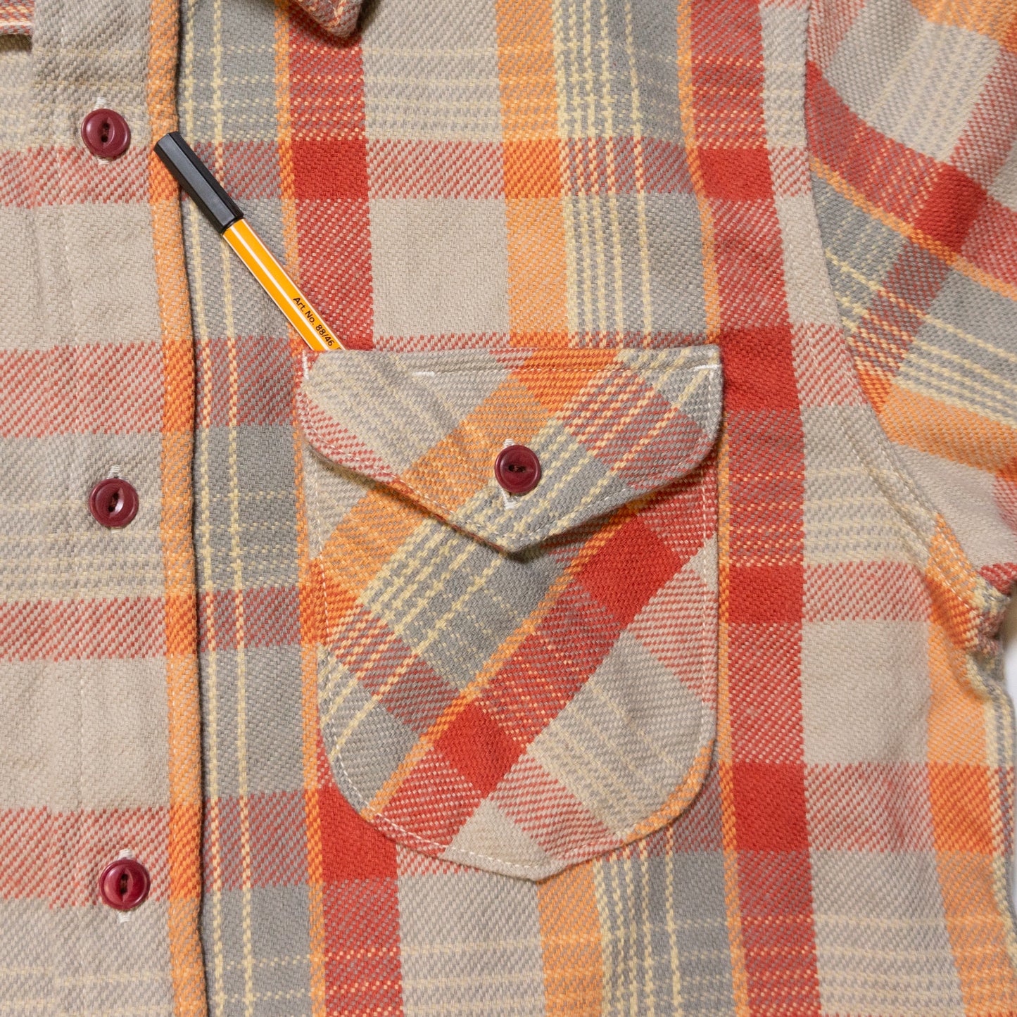 UES_502453_16_Yarn-dyed heavy flannel shirt, orange