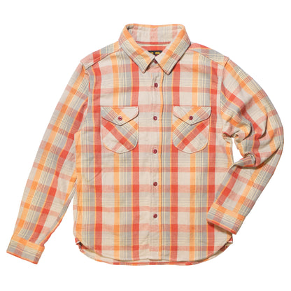 UES_502453_16_Yarn-dyed heavy flannel shirt, orange