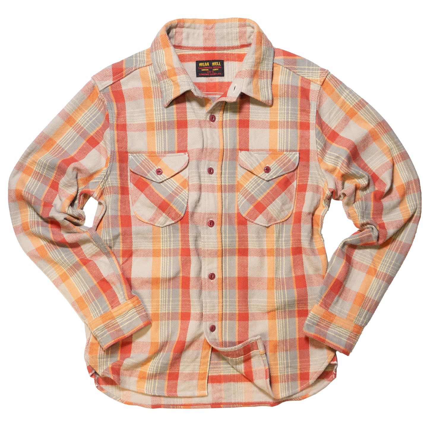 UES_502453_16_Yarn-dyed heavy flannel shirt, orange