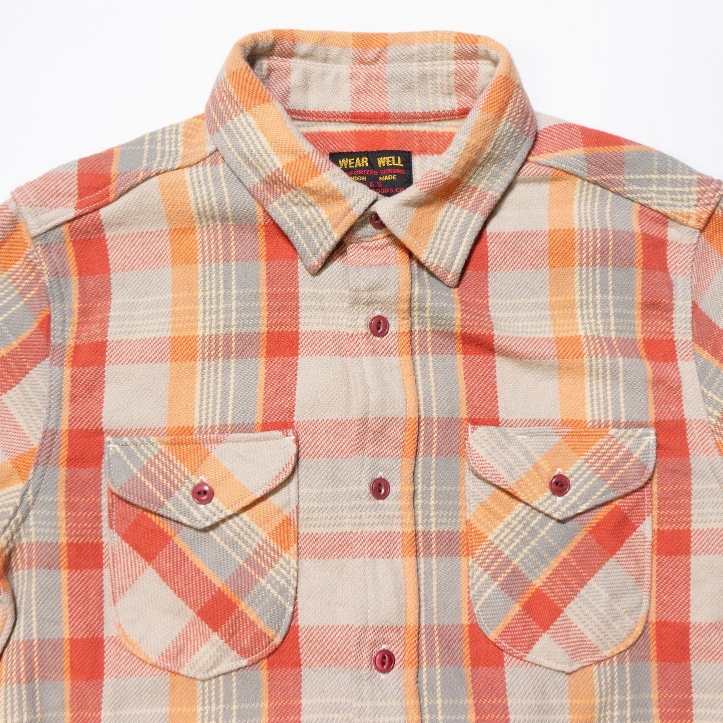 UES_502453_16_Yarn-dyed heavy flannel shirt, orange