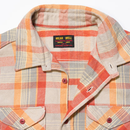 UES_502453_16_Yarn-dyed heavy flannel shirt, orange