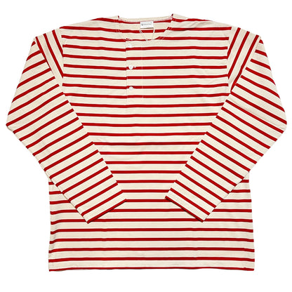 WORKERS_Henley Border T_Ecru/Red