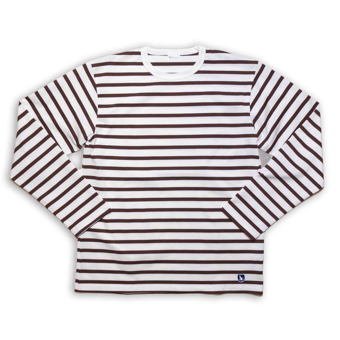 WORKERS_Border Crew_Long Sleeve_Braun x Weiß