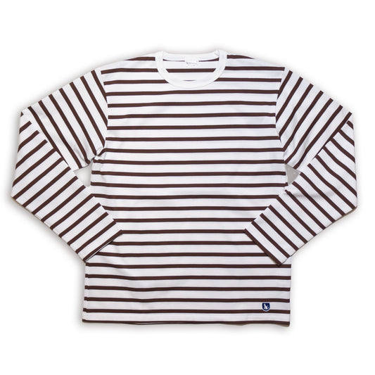 WORKERS_Border Crew_Long Sleeve_Braun x Weiß