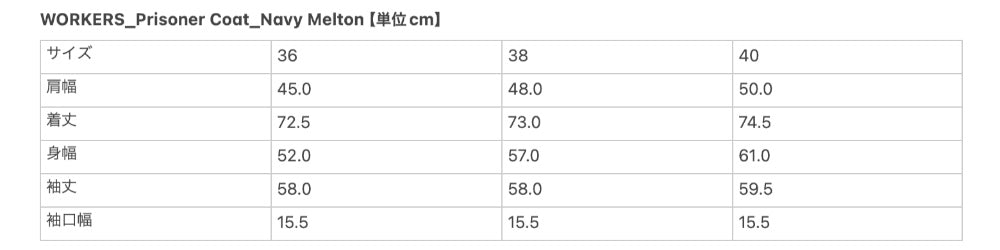 WORKERS_Prisoner Coat_Navy Melton